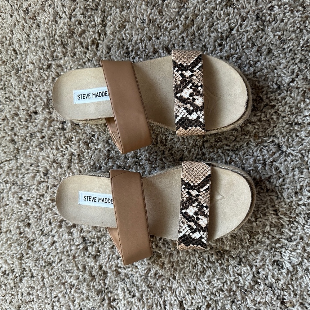 Steve Madden Cognac Snake Platform Sandals Women’s Size 6.5 NWT